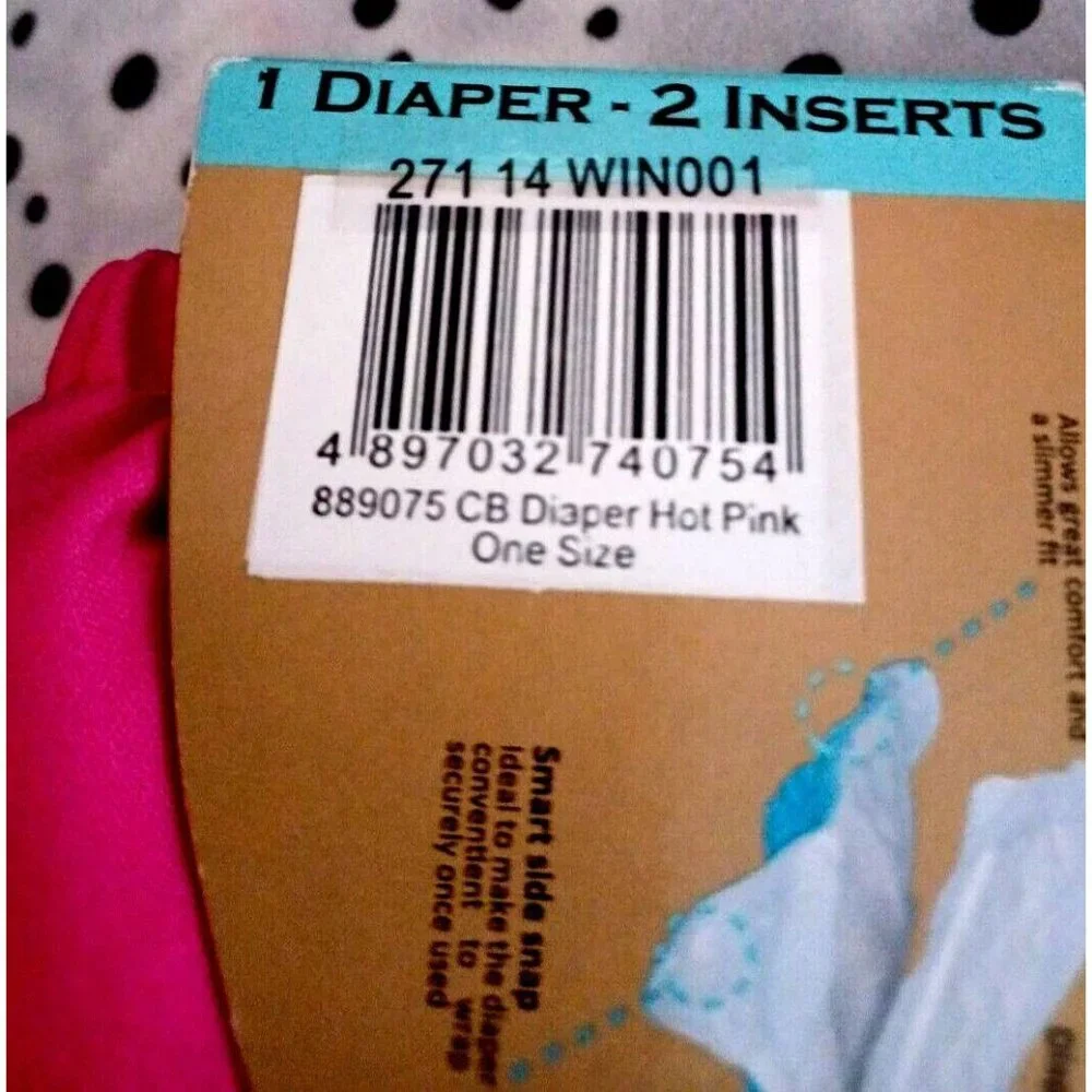 Charlie Banana Cloth Diaper, One Size Hot Pink Reusable 1 Diaper 2 Inserts New